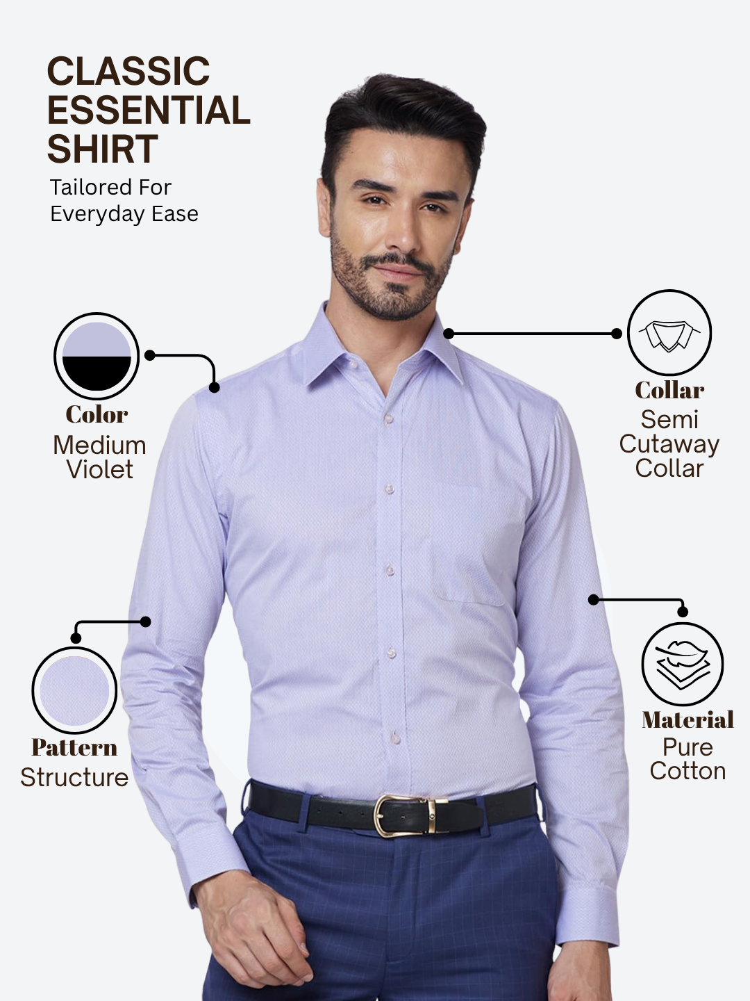 Raymond Men Violet Slim Fit Structure Formal Shirt