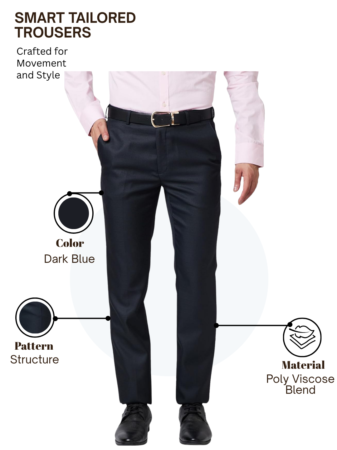 Raymond Men Blue Slim Fit Structure Trouser