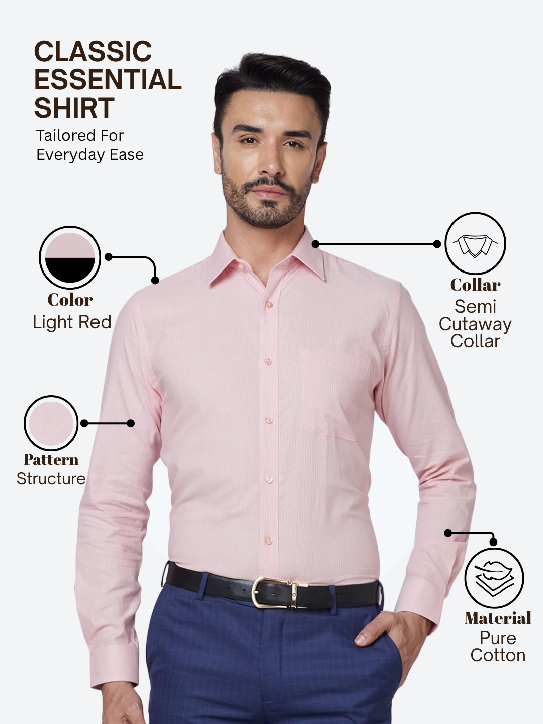 Raymond Men Pink Slim Fit Structure Formal Shirt