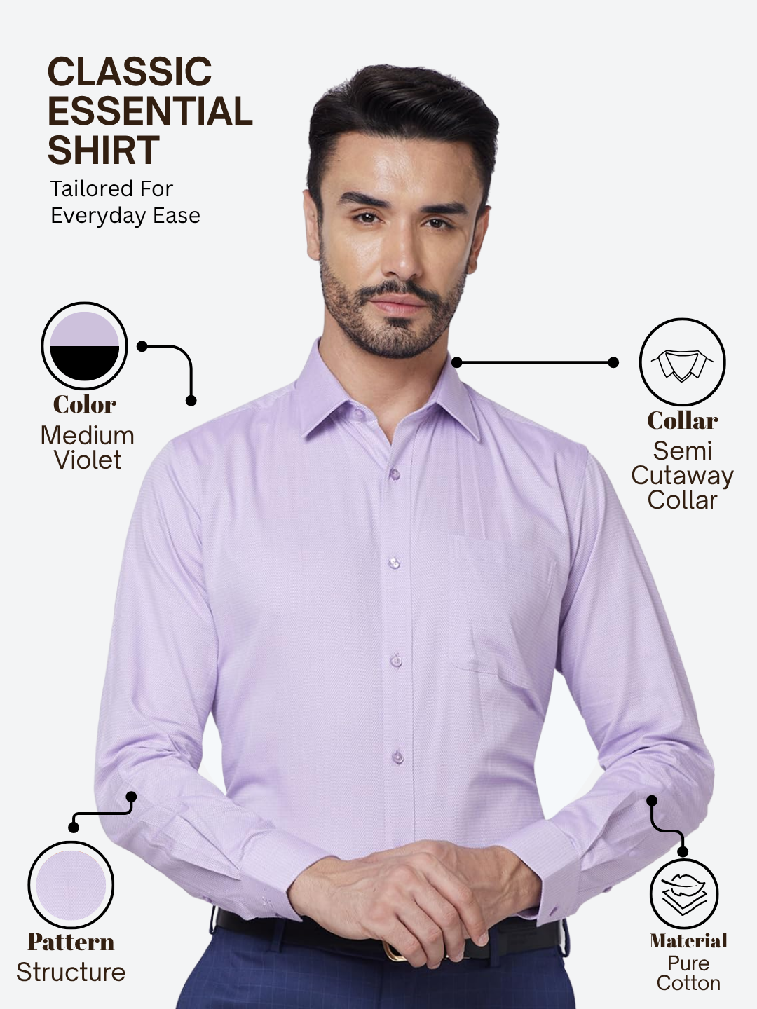 Raymond Men Violet Slim Fit Structure Formal Shirt