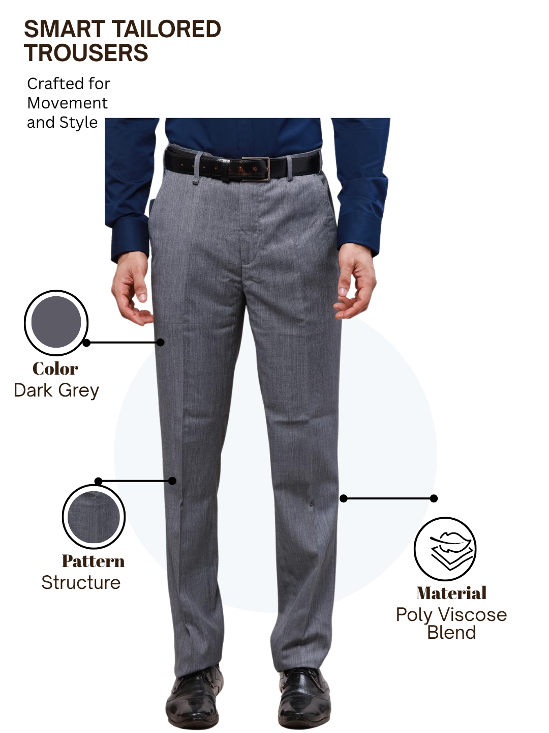 Raymond Men Grey Slim Fit Structure Trouser