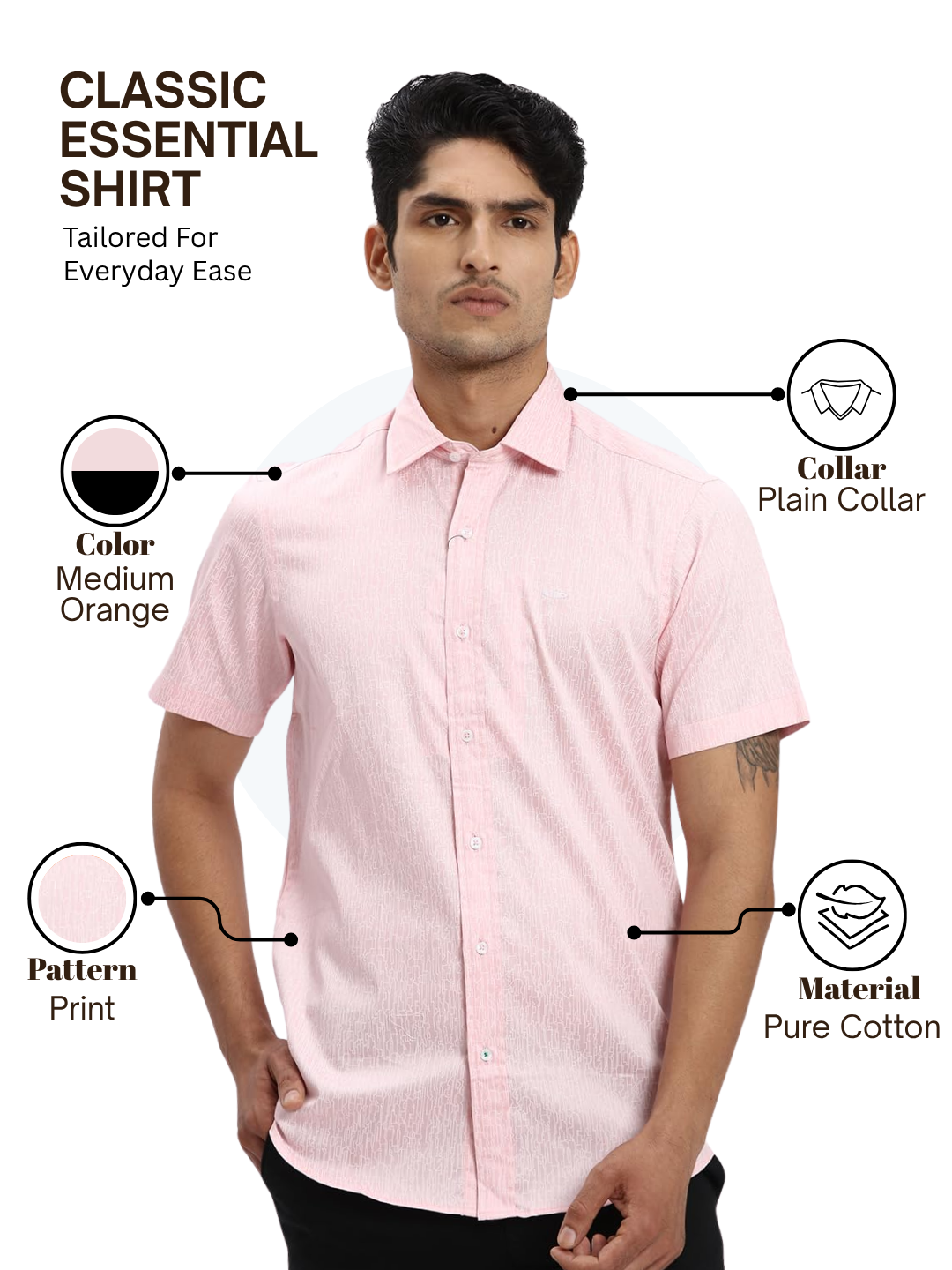 Colorplus Men Orange Regular Fit Printed Casual Shirt