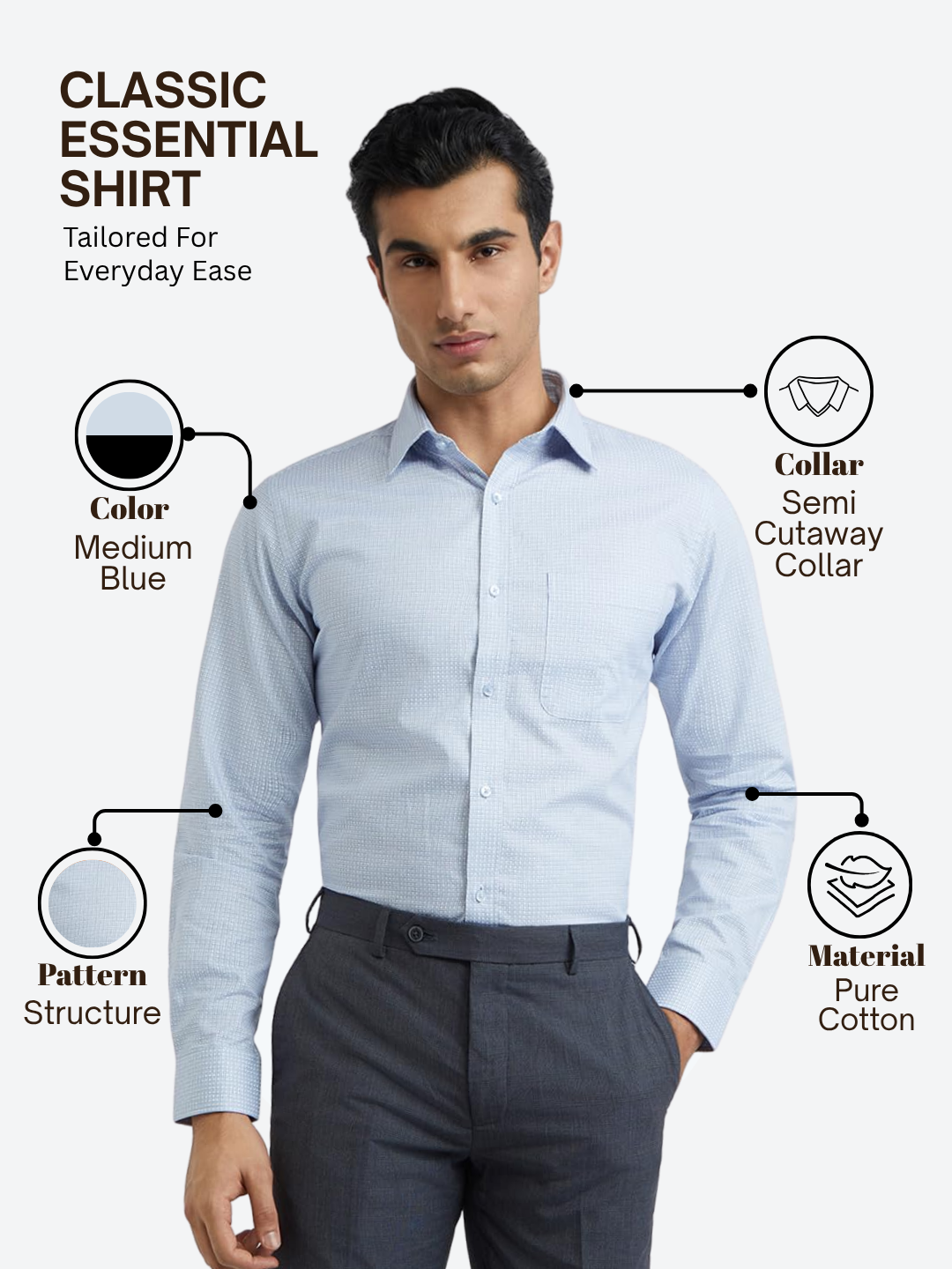 Raymond Men Blue Slim Fit Structure Formal Shirt