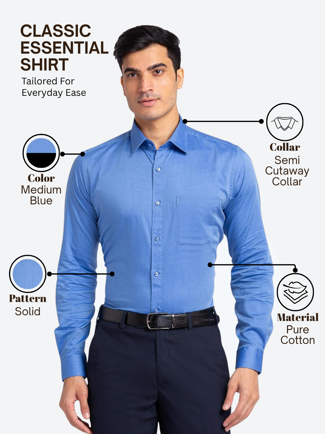 Raymond Men Blue Slim Fit Solid Formal Shirt