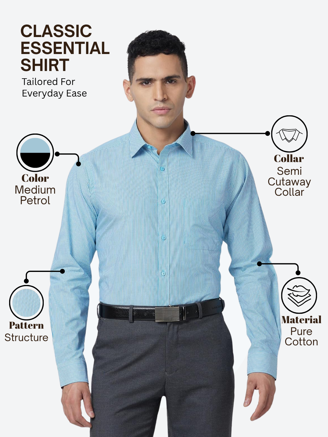 Raymond Men Blue Slim Fit Structure Formal Shirt