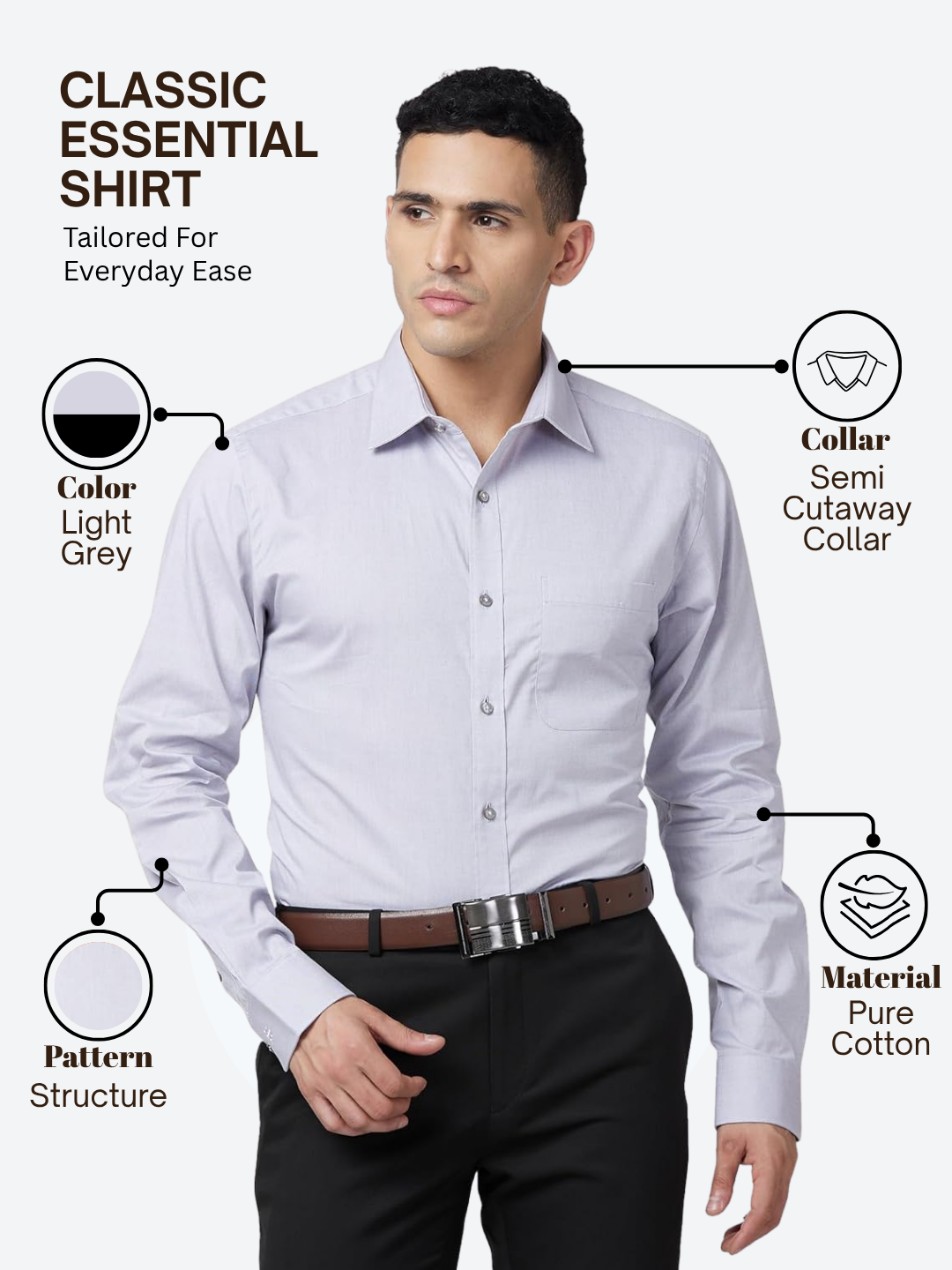 Raymond Men Grey Slim Fit Structure Formal Shirt