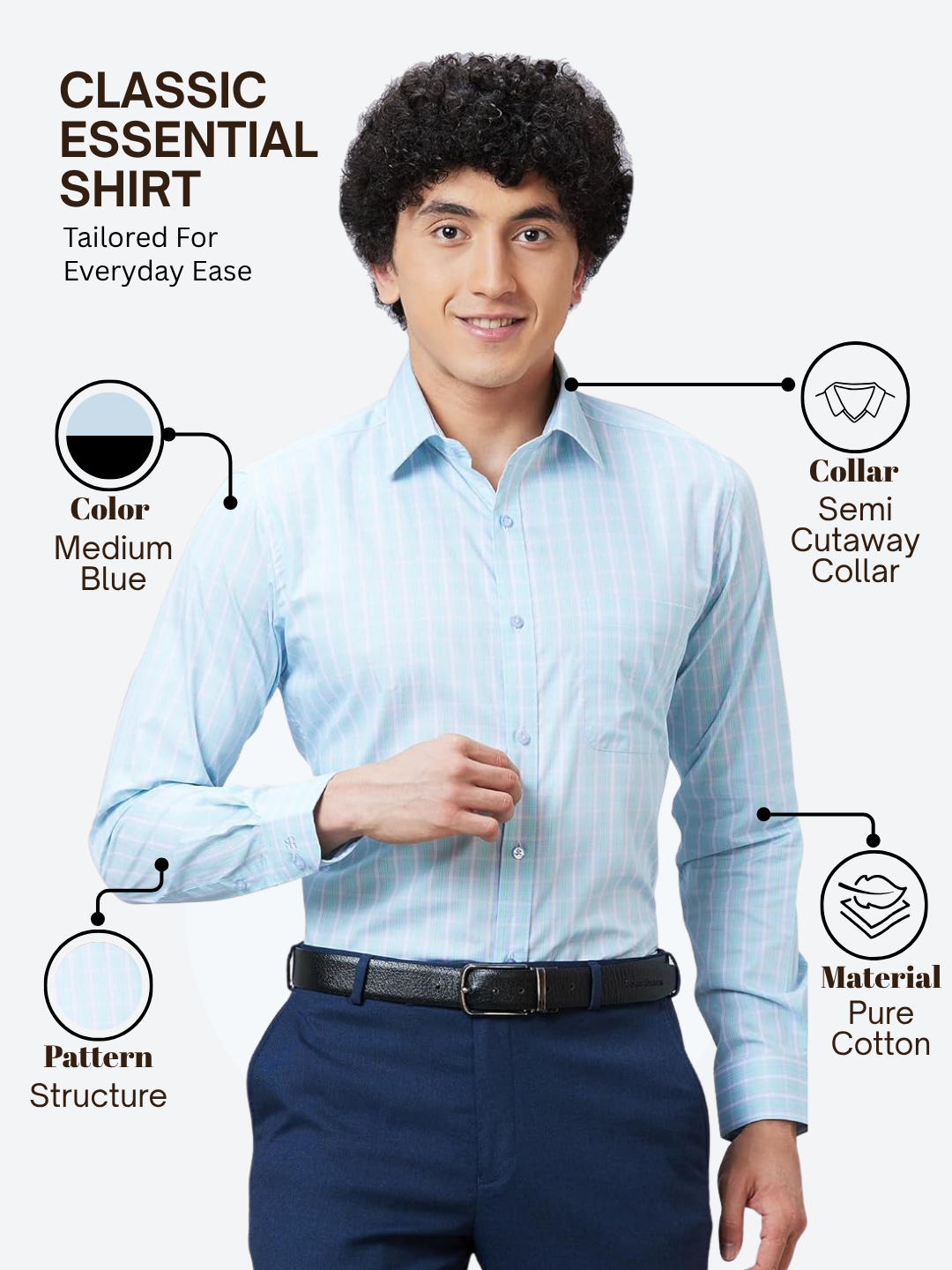 Raymond Men Blue Slim Fit Structure Formal Shirt