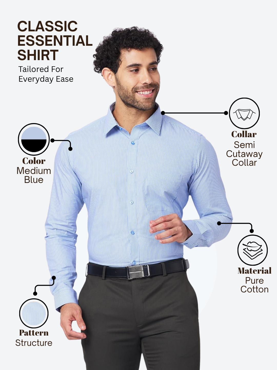 Raymond Men Blue Slim Fit Structure Formal Shirt