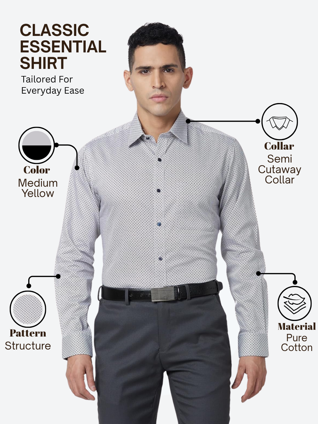Raymond Men Grey Slim Fit Structure Formal Shirt