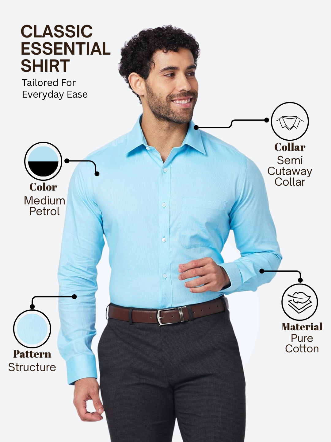 Raymond Men Blue Slim Fit Structure Formal Shirt