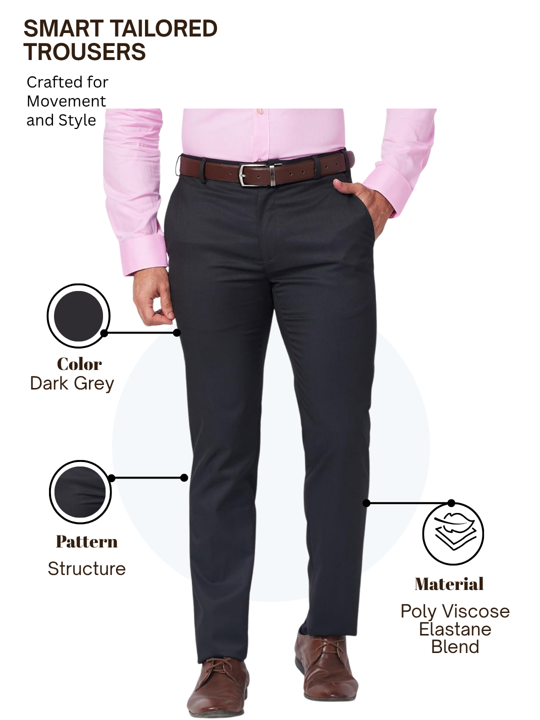 Raymond Men Grey Slim Fit Structure Trouser