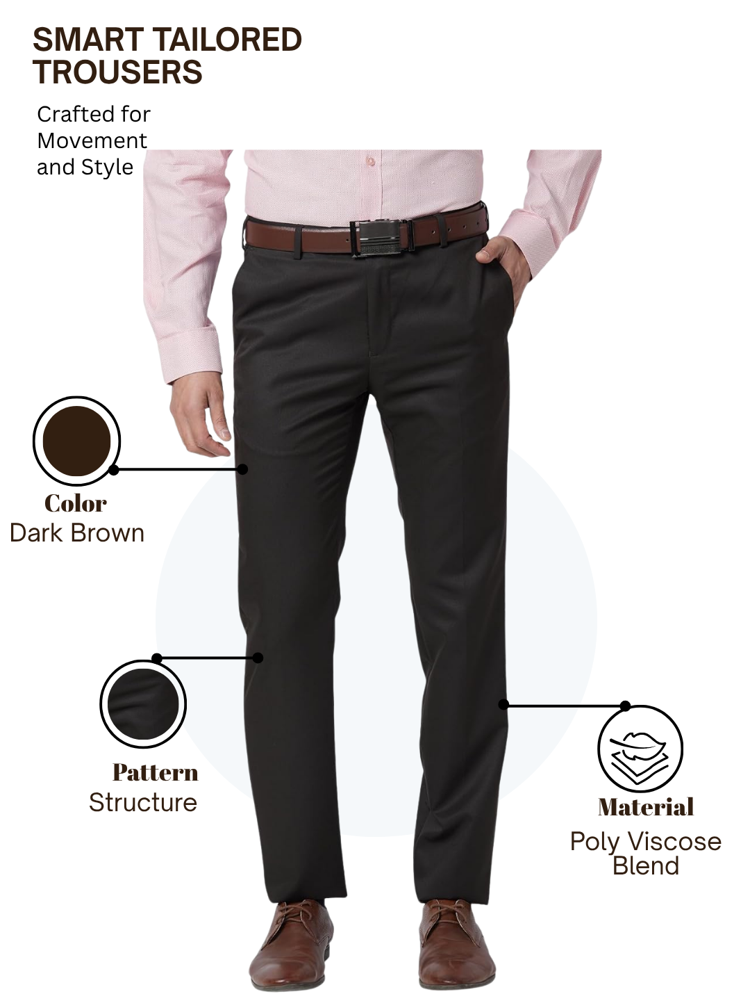 Raymond Men Brown Slim Fit Structure Trouser