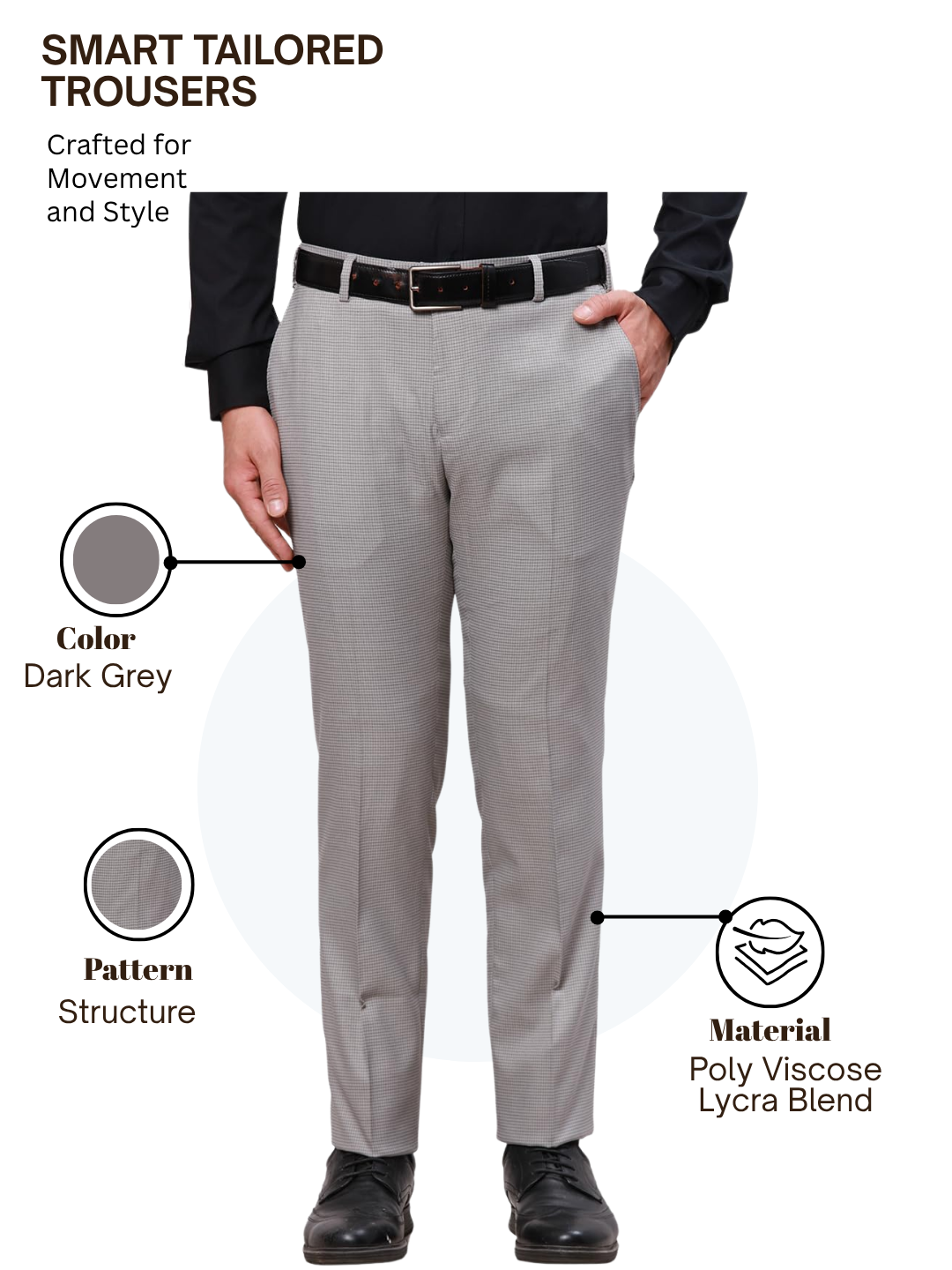 Raymond Men Grey Slim Fit Structure Trouser