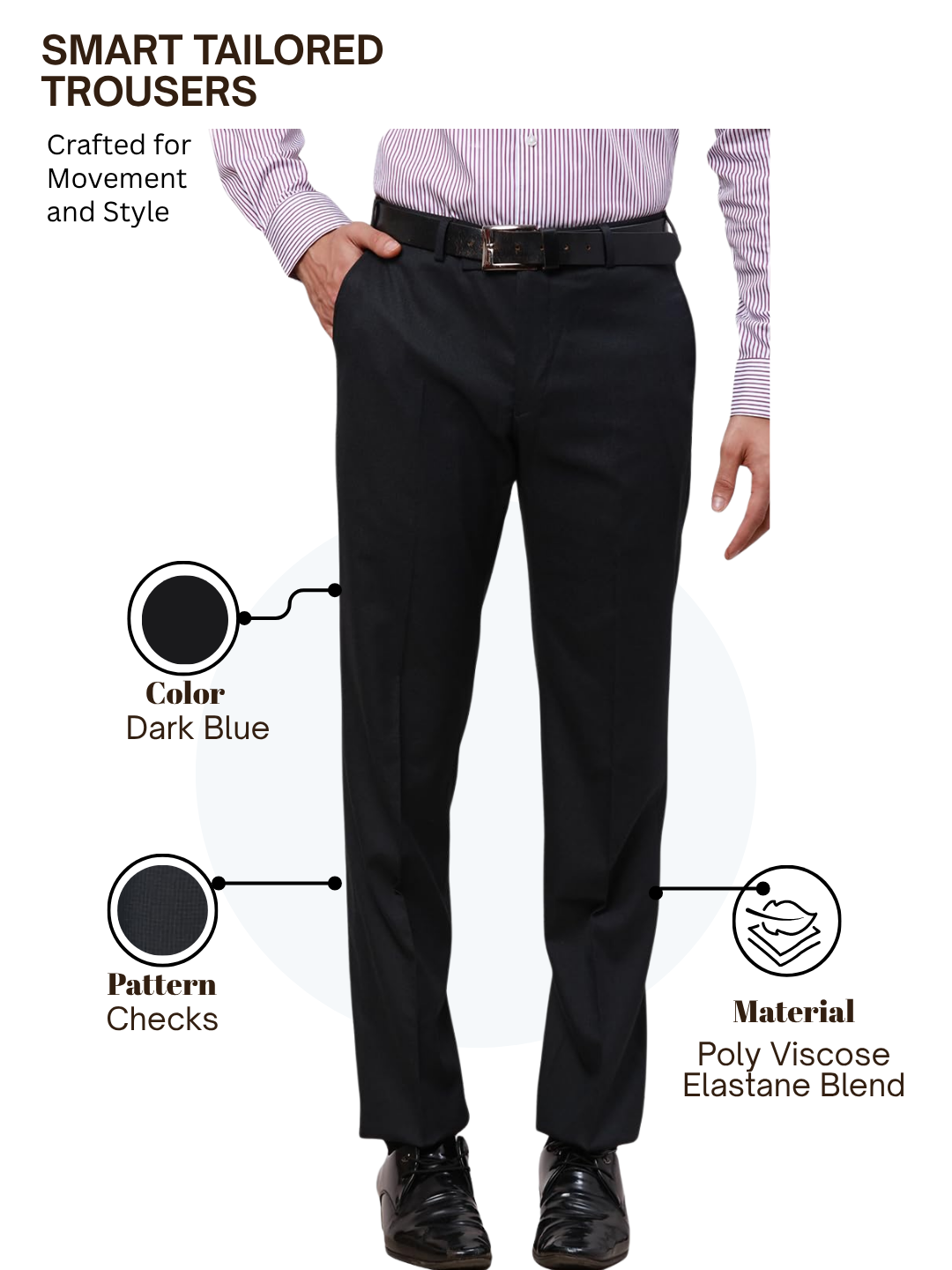 Park Avenue Men Blue Smart Fit Checks Trouser