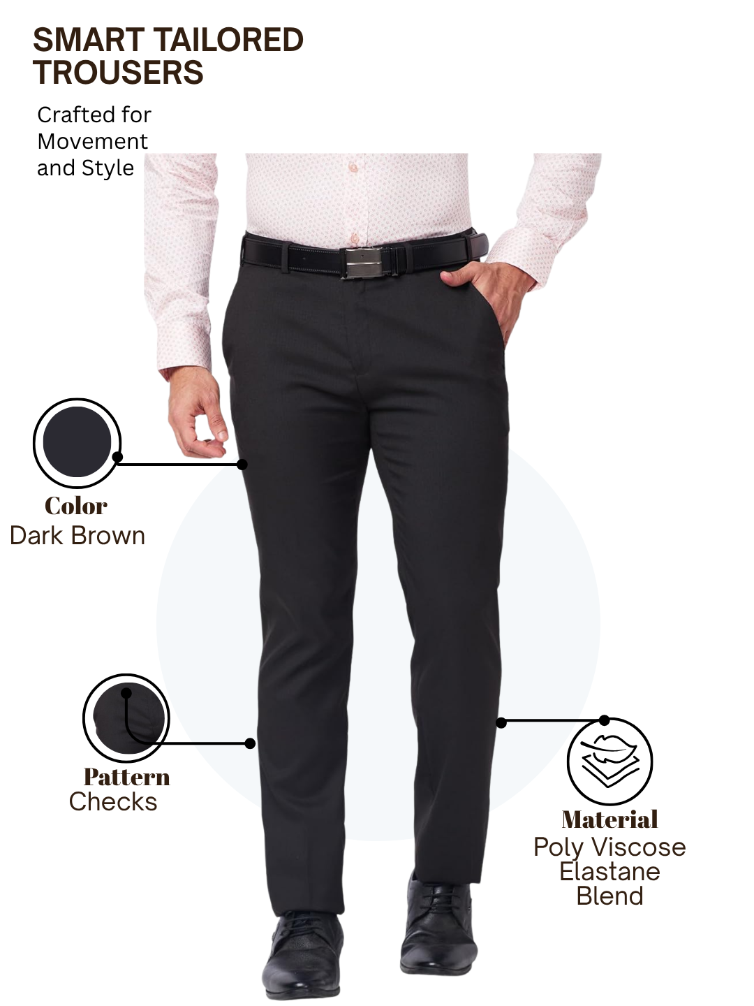 Raymond Men Brown Slim Fit Checks Trouser