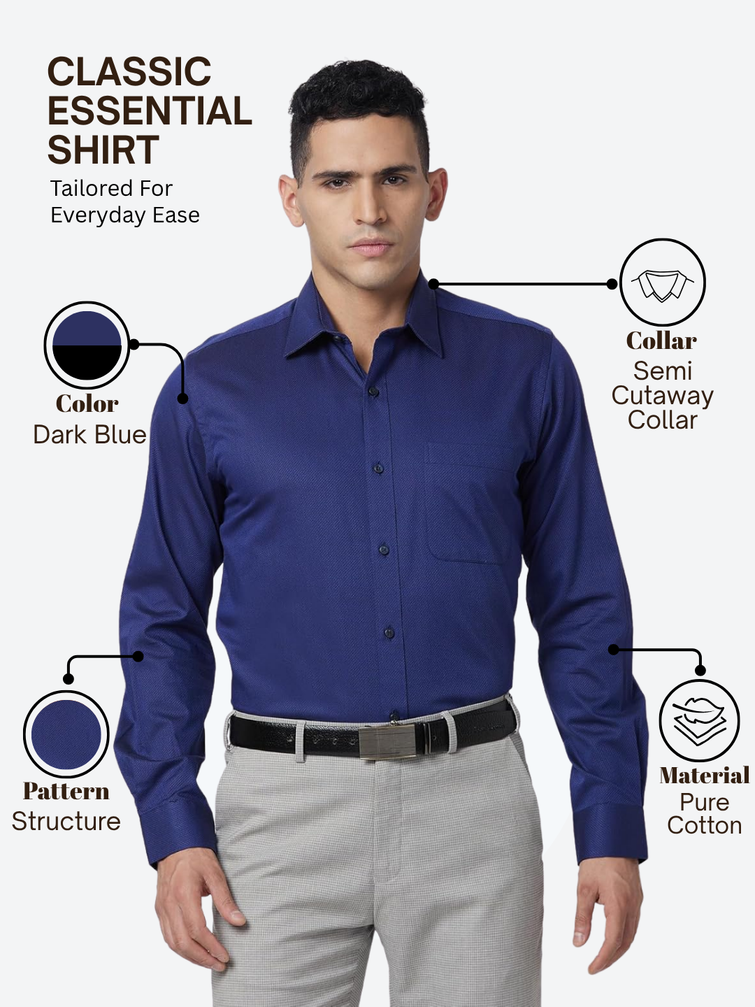 Raymond Men Blue Regular Fit Structure Formal Shirt