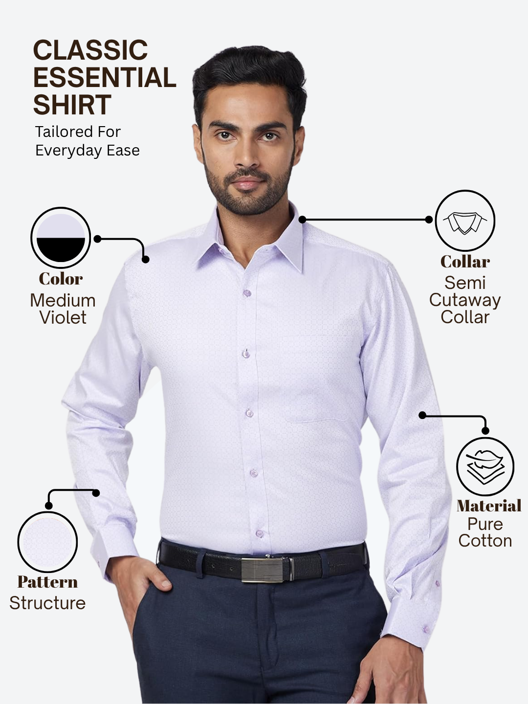 Raymond Men Purple Slim Fit Structure Formal Shirt