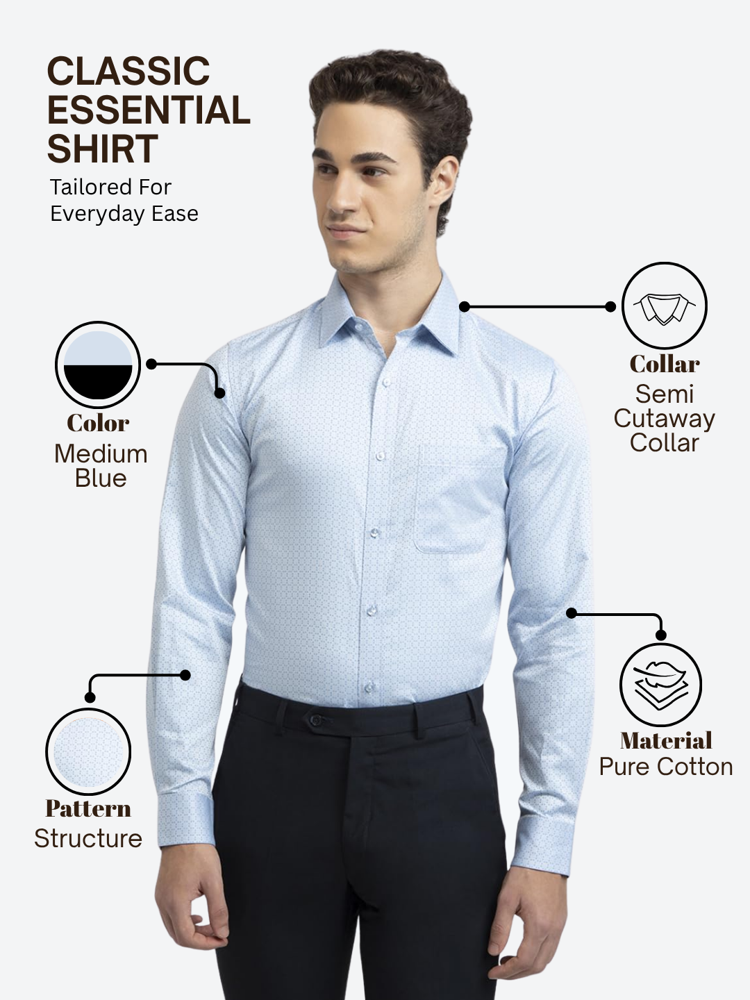 Raymond Men Blue Slim Fit Structure Formal Shirt