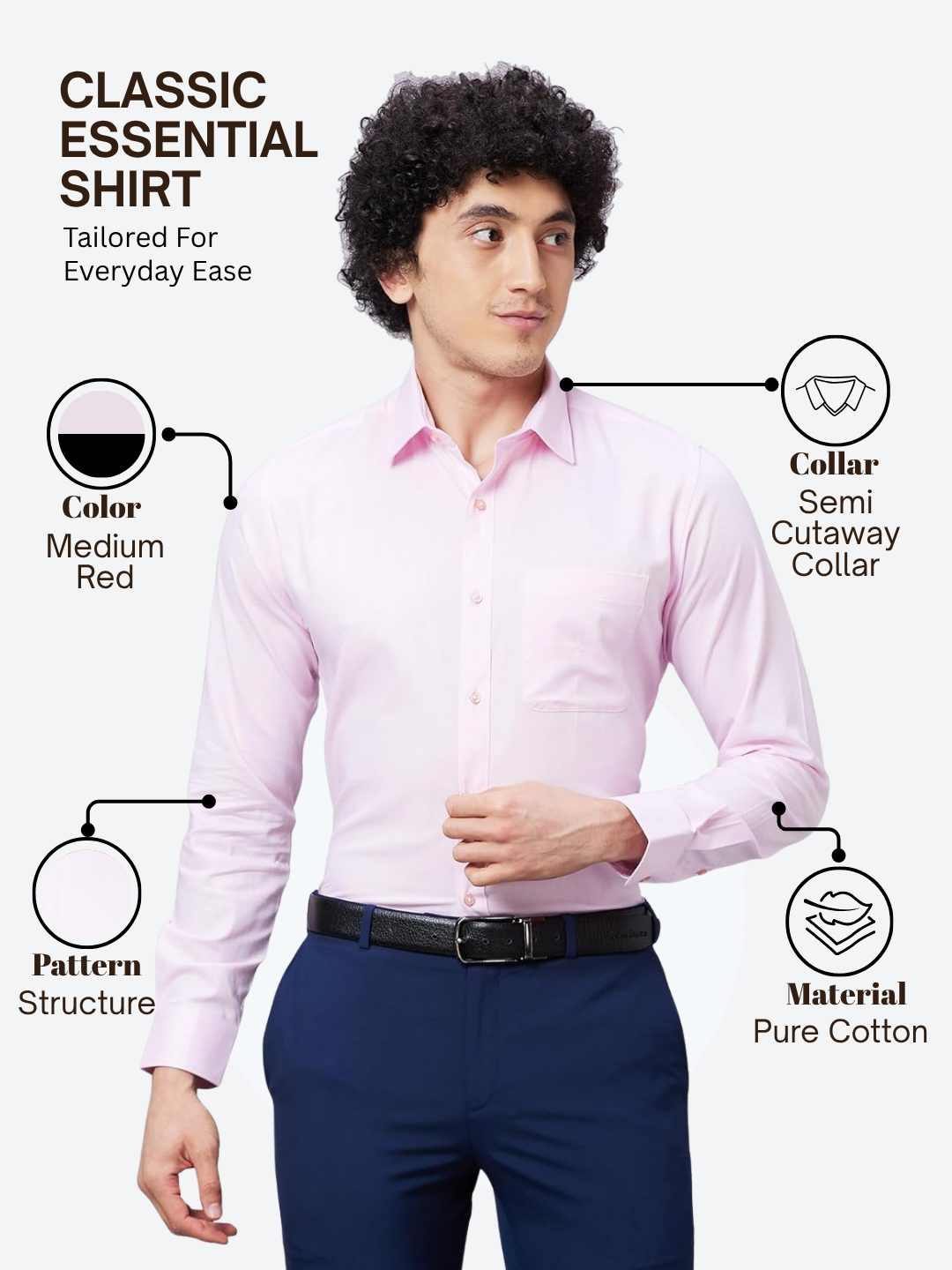 Raymond Men Pink Slim Fit Structure Formal Shirt