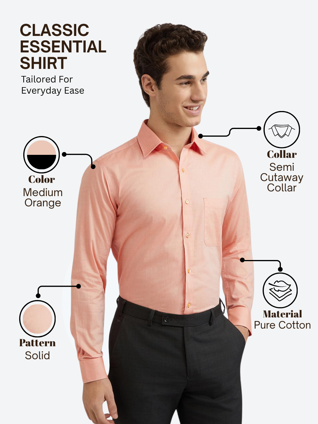 Raymond Men Orange Slim Fit Solid Formal Shirt