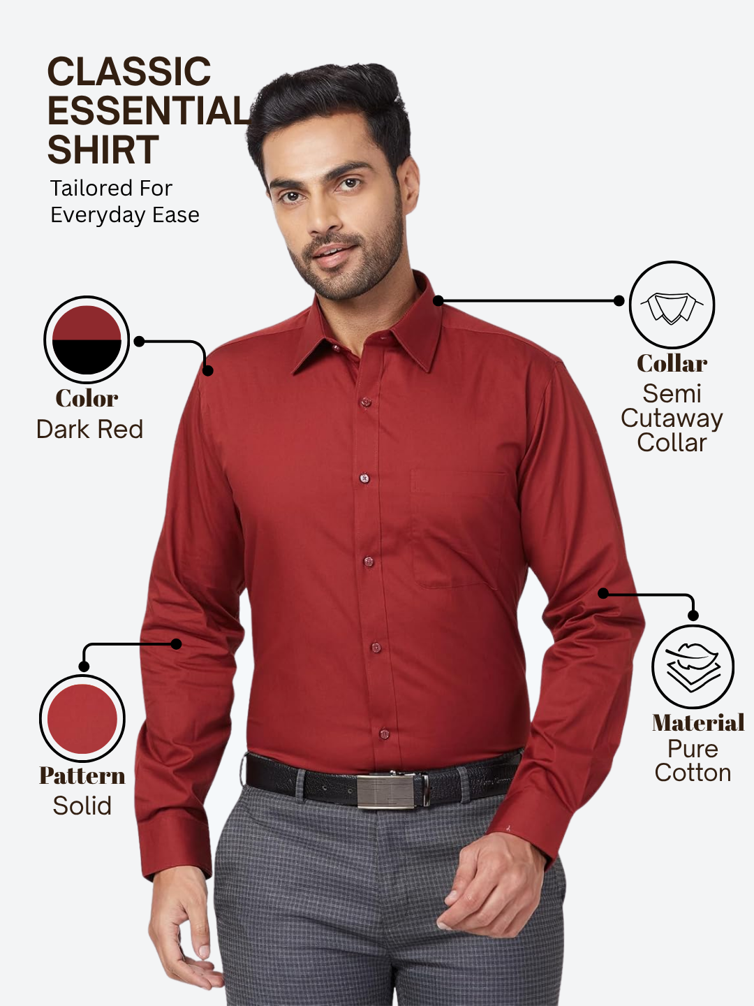 Raymond Men Red Slim Fit Solid Formal Shirt