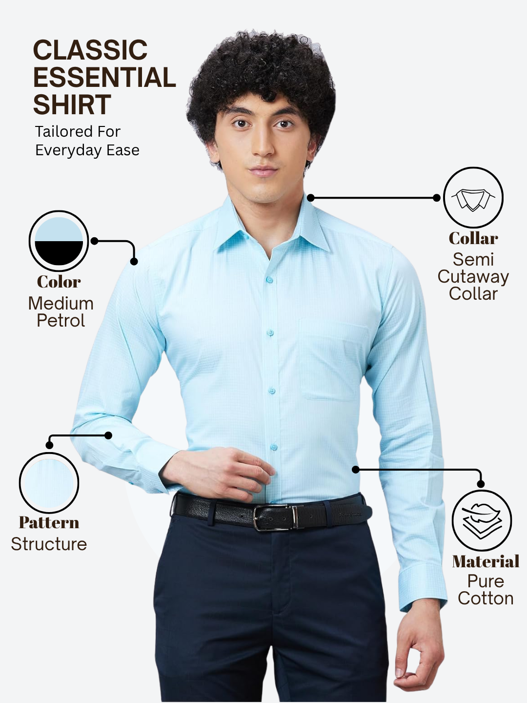 Raymond Men Blue Slim Fit Structure Formal Shirt