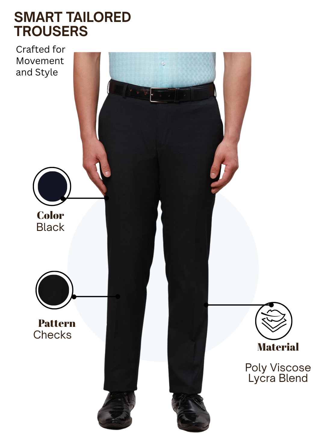 Raymond Men Black Slim Fit Checks Trouser