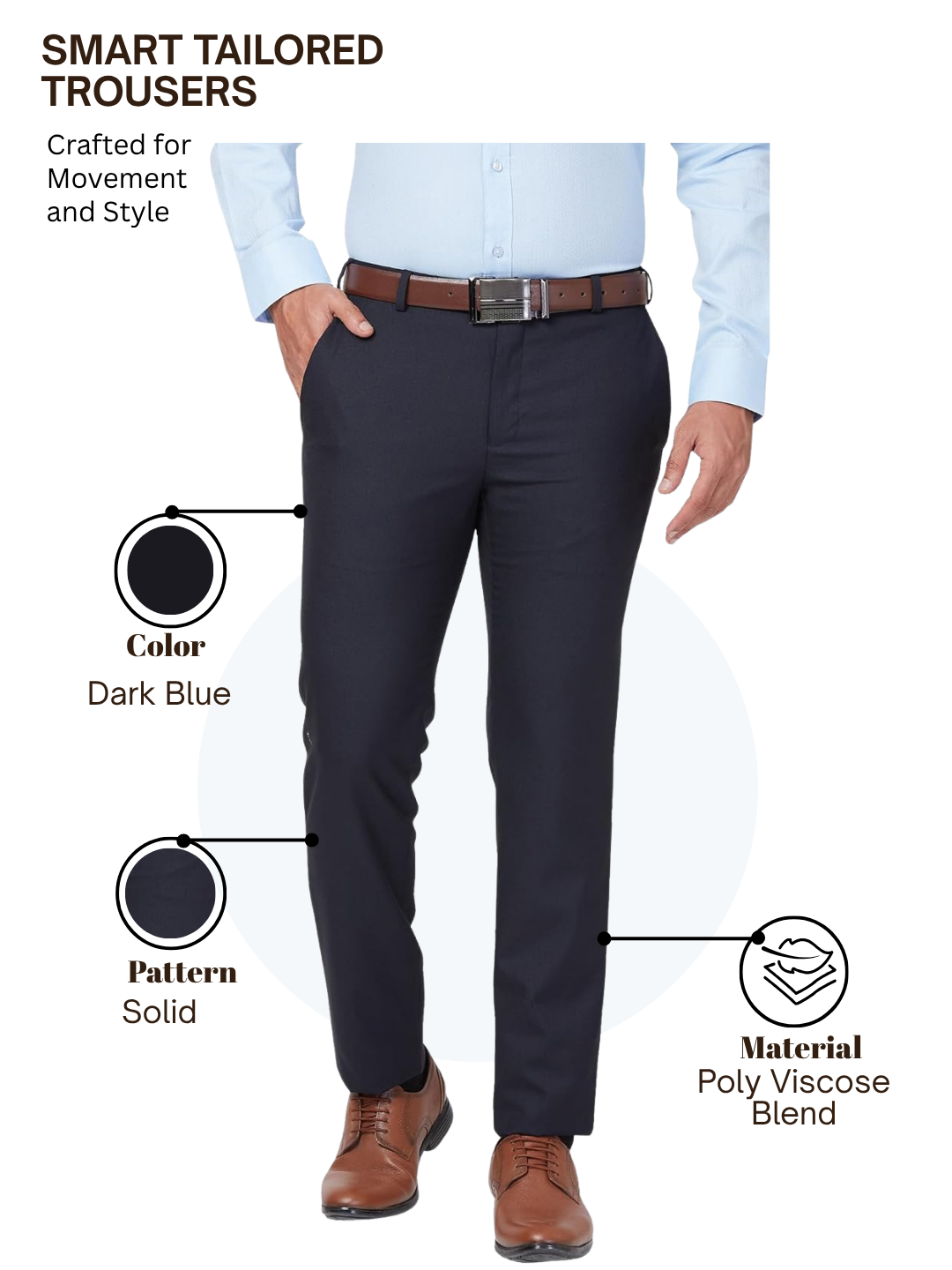 Raymond Men Blue Slim Fit Solid Trouser