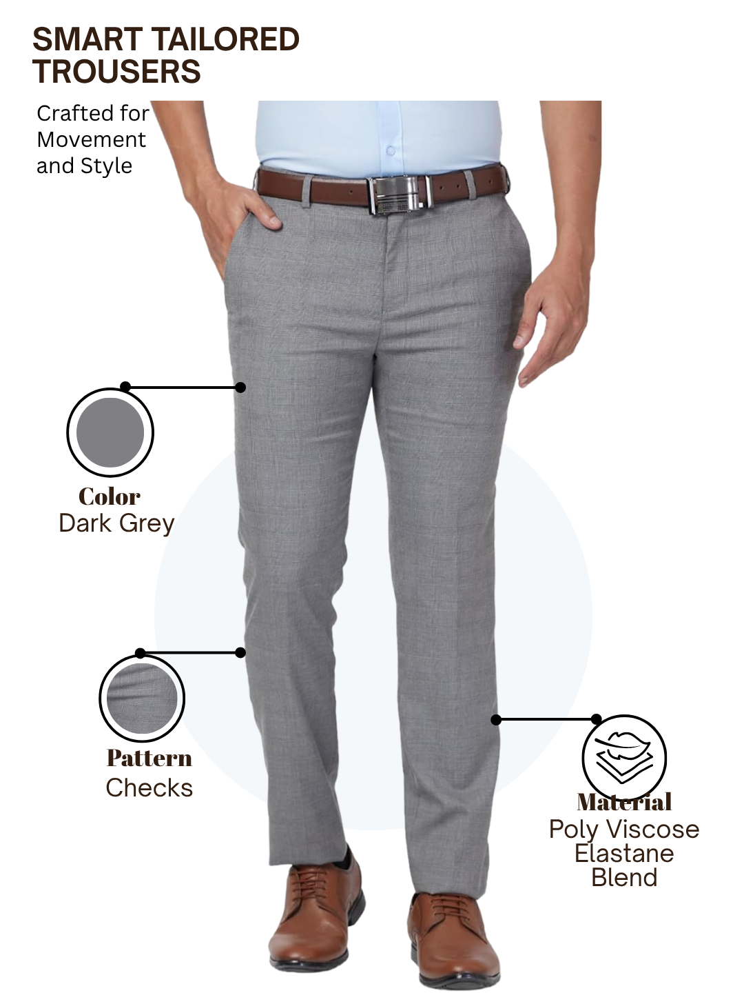 Raymond Men Grey Slim Fit Checks Trouser
