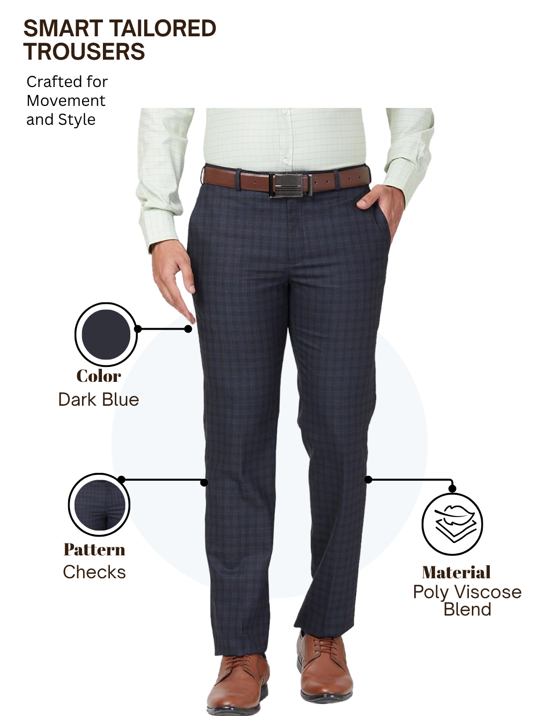 Park Avenue Men Blue Regular Fit Checks Trouser