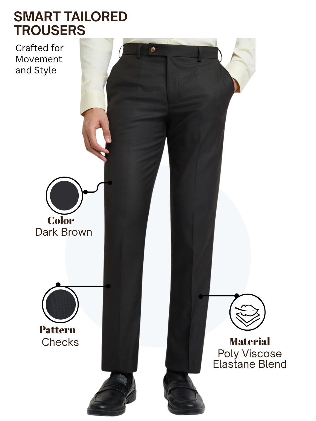 Park Avenue Men Brown Smart Fit Checks Trouser