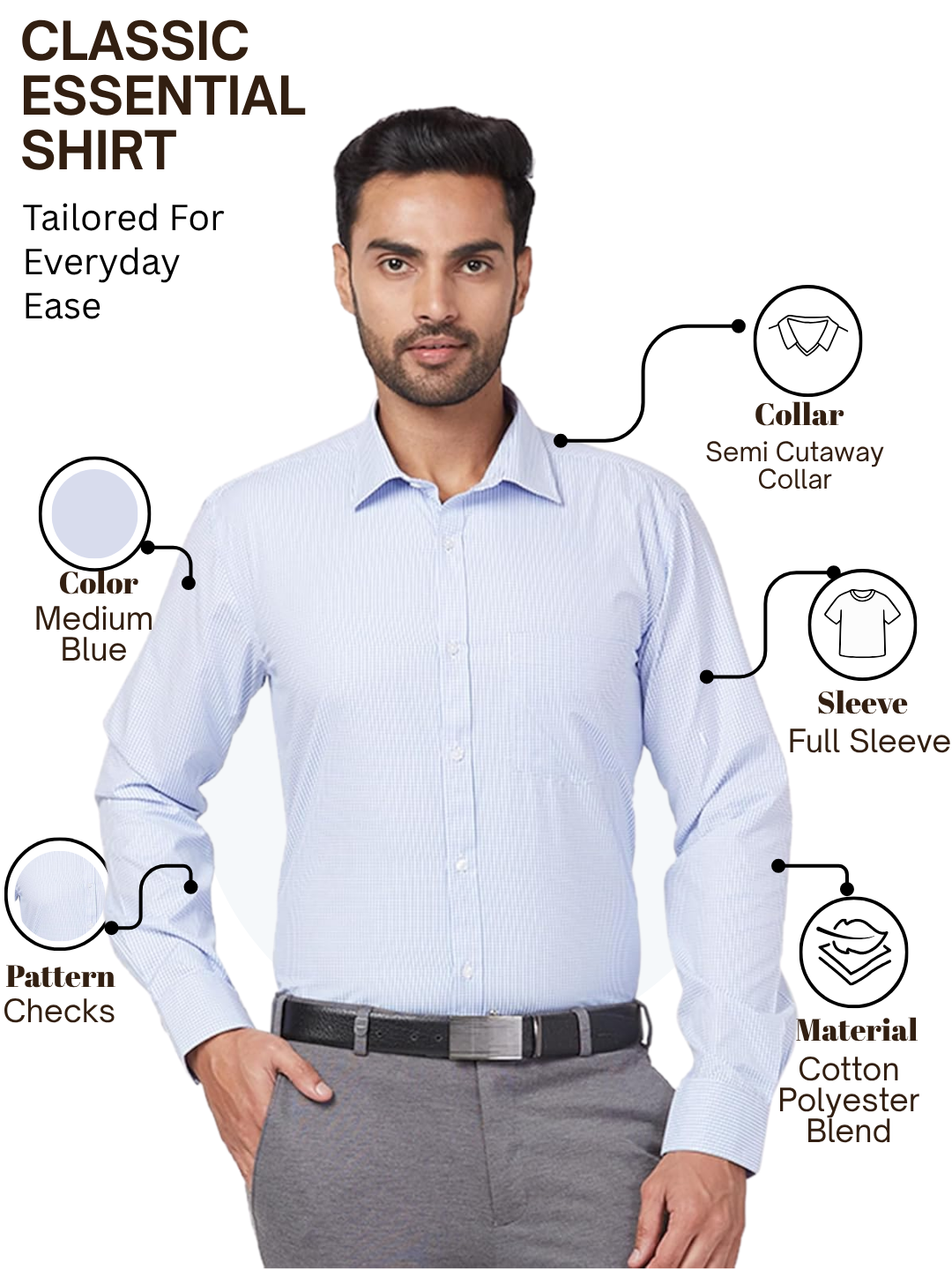 Park Avenue Men Blue Slim Fit Checks Formal Shirt