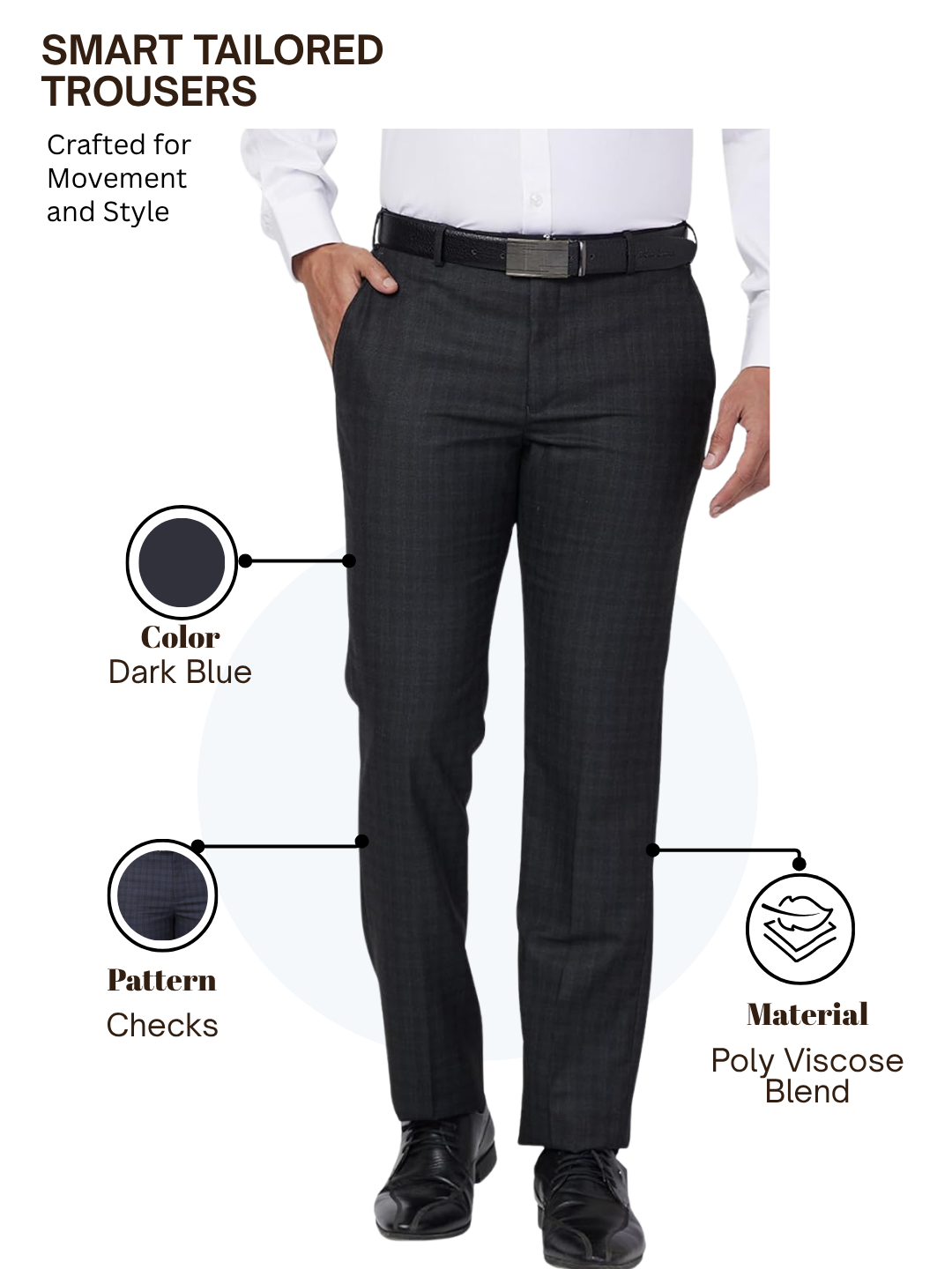 Park Avenue Men Black Regular Fit Checks Trouser