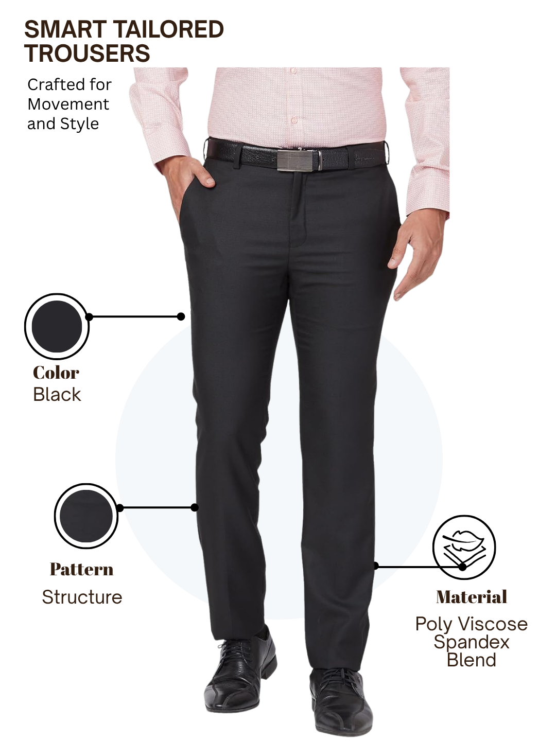 Raymond Men Black Slim Fit Structure Trouser