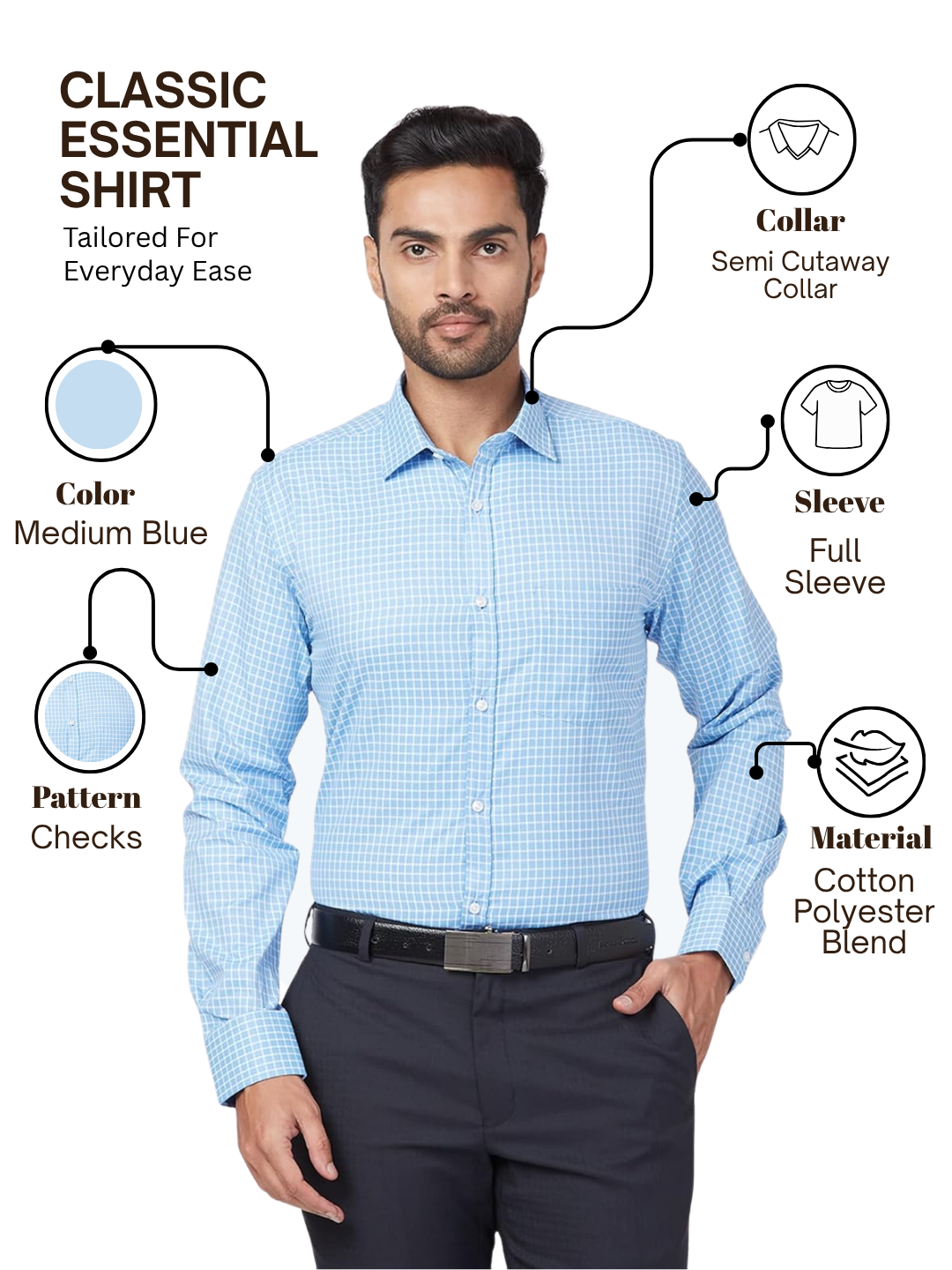 Park Avenue Men Blue Slim Fit Checks Formal Shirt