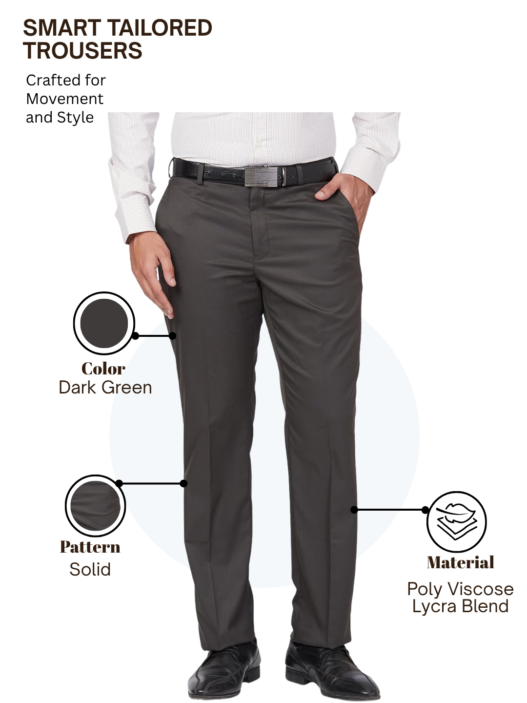 Park Avenue Men Green Regular Fit Solid Trouser