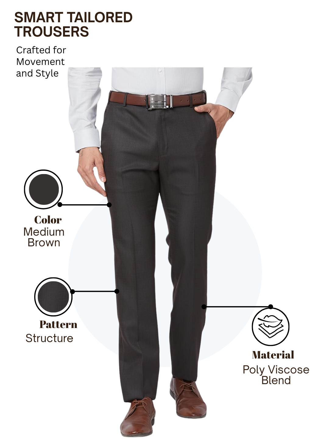 Raymond Men Brown Slim Fit Structure Trouser