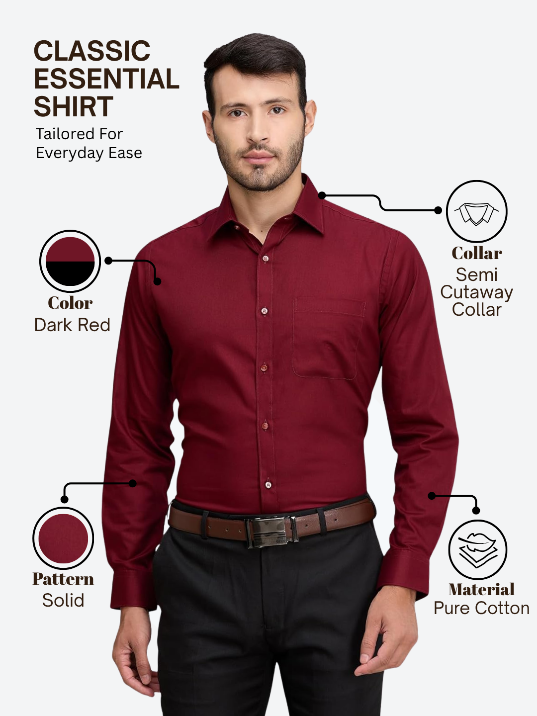 Raymond Men Maroon Slim Fit Solid Formal Shirt – MyRaymond