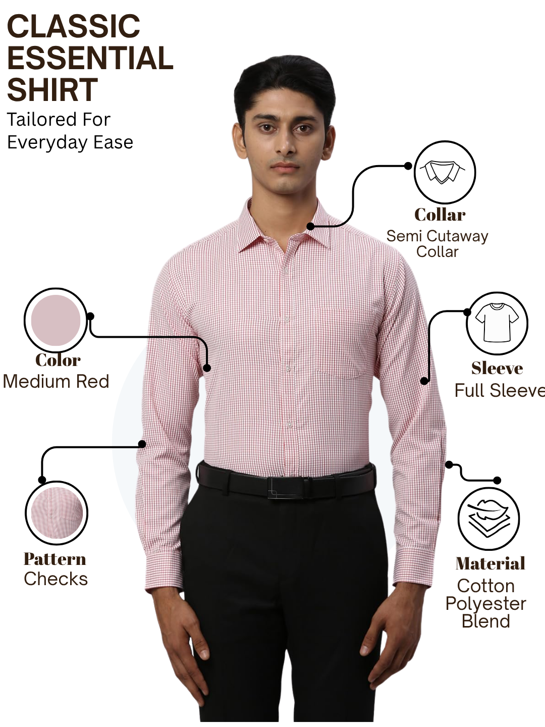 Park Avenue Men Red Slim Fit Checkered Formal Shirt