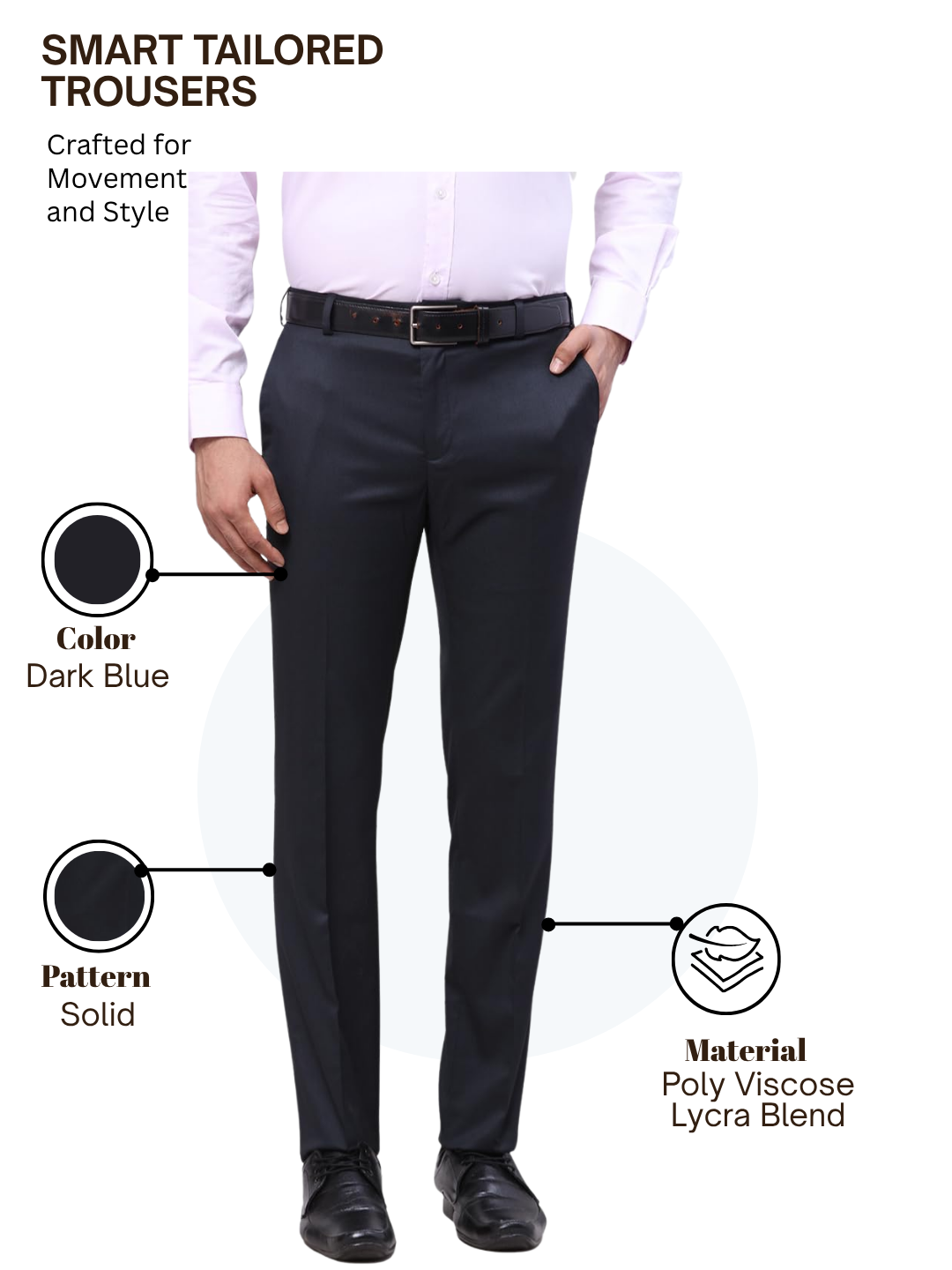 Raymond Men Blue Slim Fit Solid Trouser