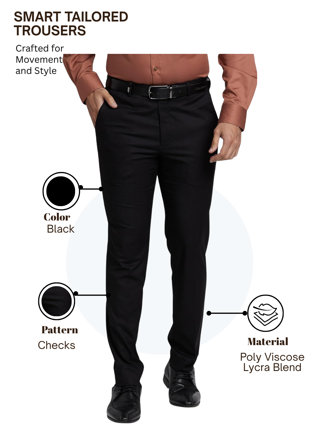 Park Avenue Men Black Neo Fit Checks Trouser