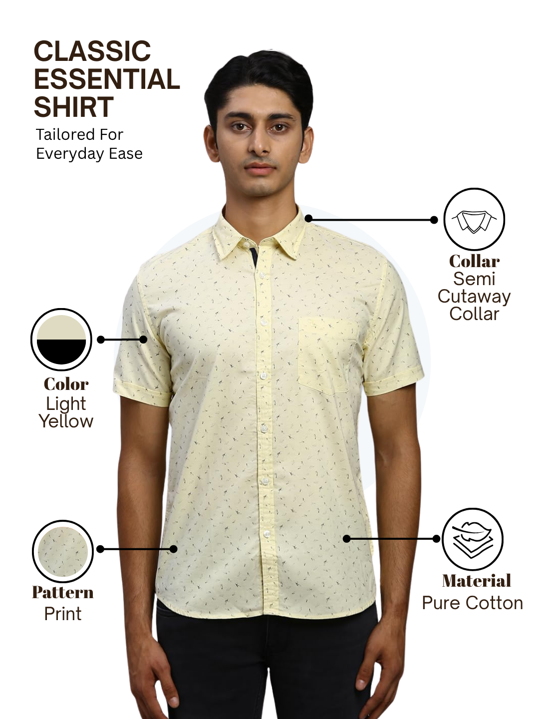 Parx Men Yellow Slim Fit Printed Casual Shirt