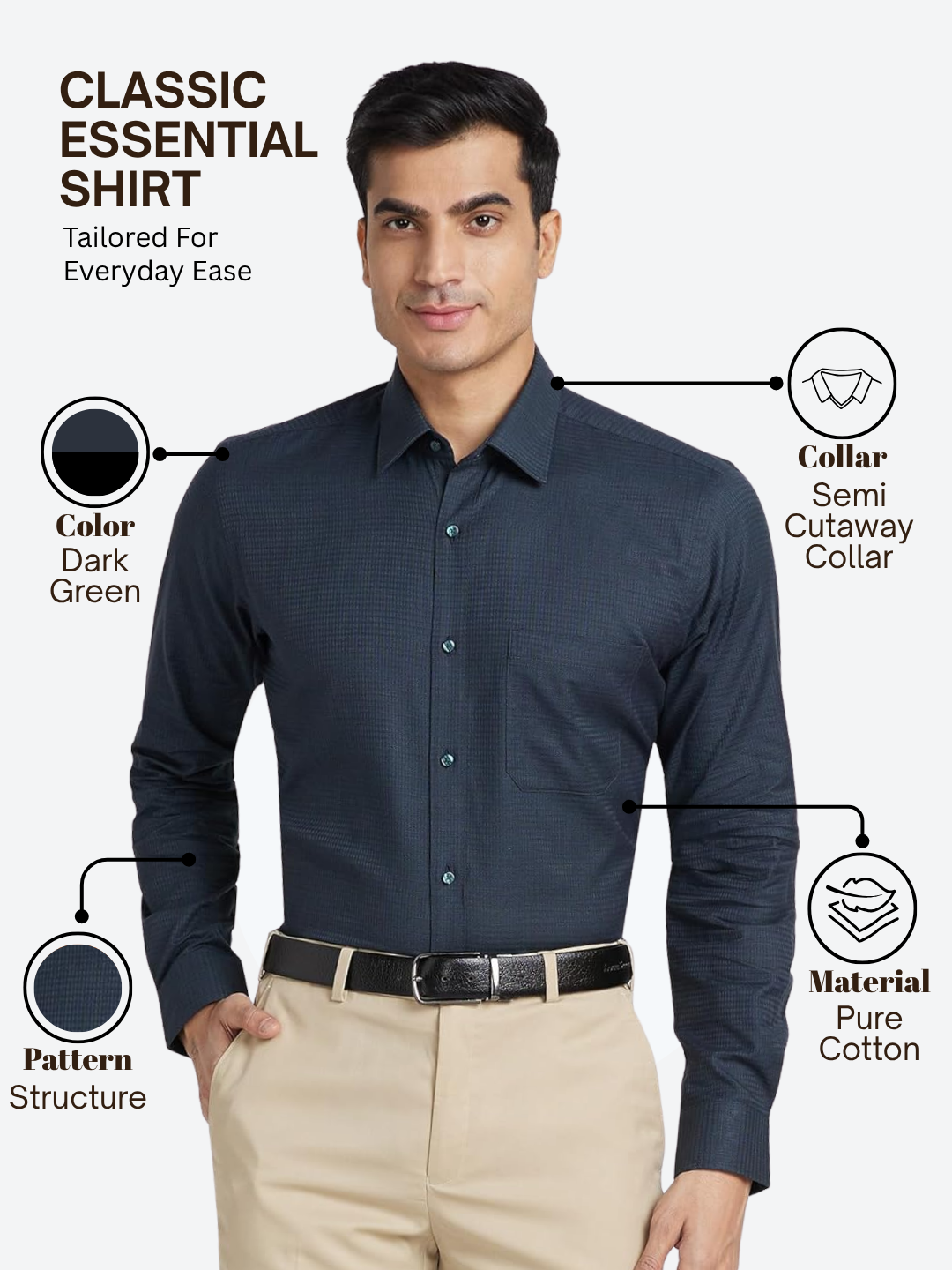 Raymond Men Blue Contemporary Fit Structure Formal Shirt