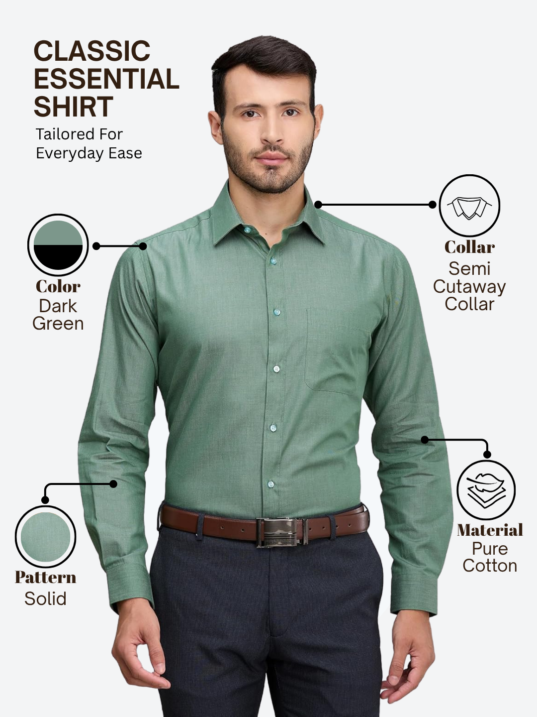 Raymond Men Green Slim Fit Solid Formal Shirt