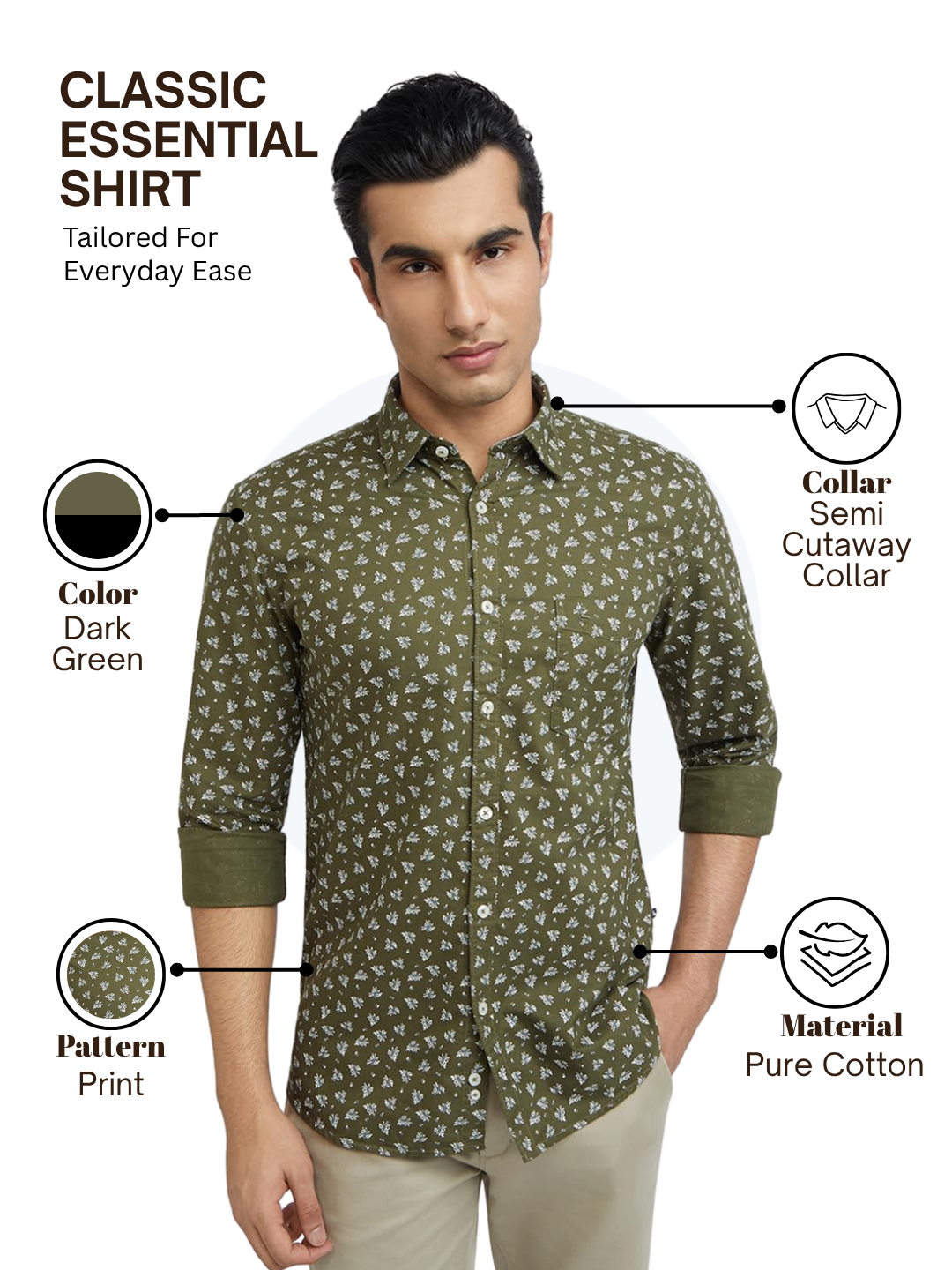 Parx Men Green Slim Fit Printed Casual Shirt
