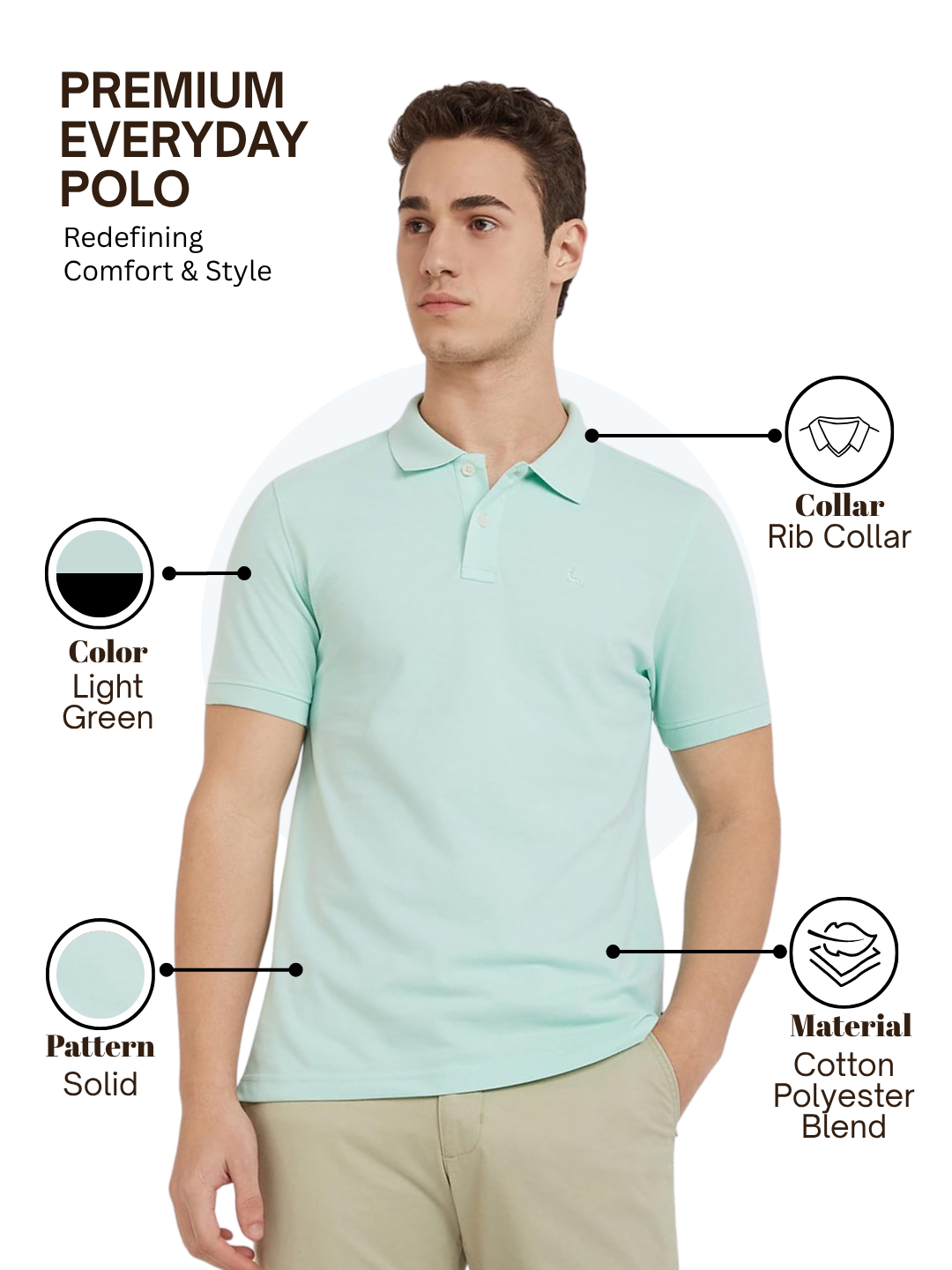 Parx Men Green Regular Fit Solid Polo Neck Collar T-Shirt