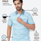 Park Avenue Men Blue Slim Fit Stripe Polo Neck Collar T-Shirt