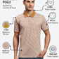 Colorplus Men Brown Regular Fit Stripe Polo Neck Collar T-Shirt