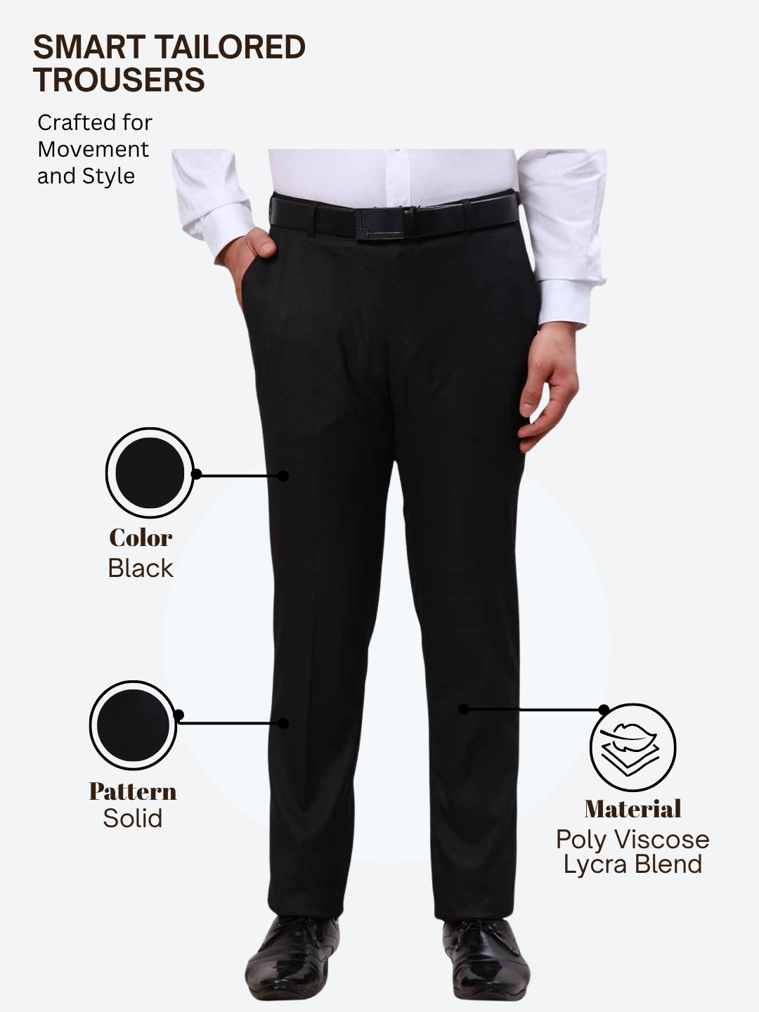 Raymond Men Black Slim Fit Solid Trouser