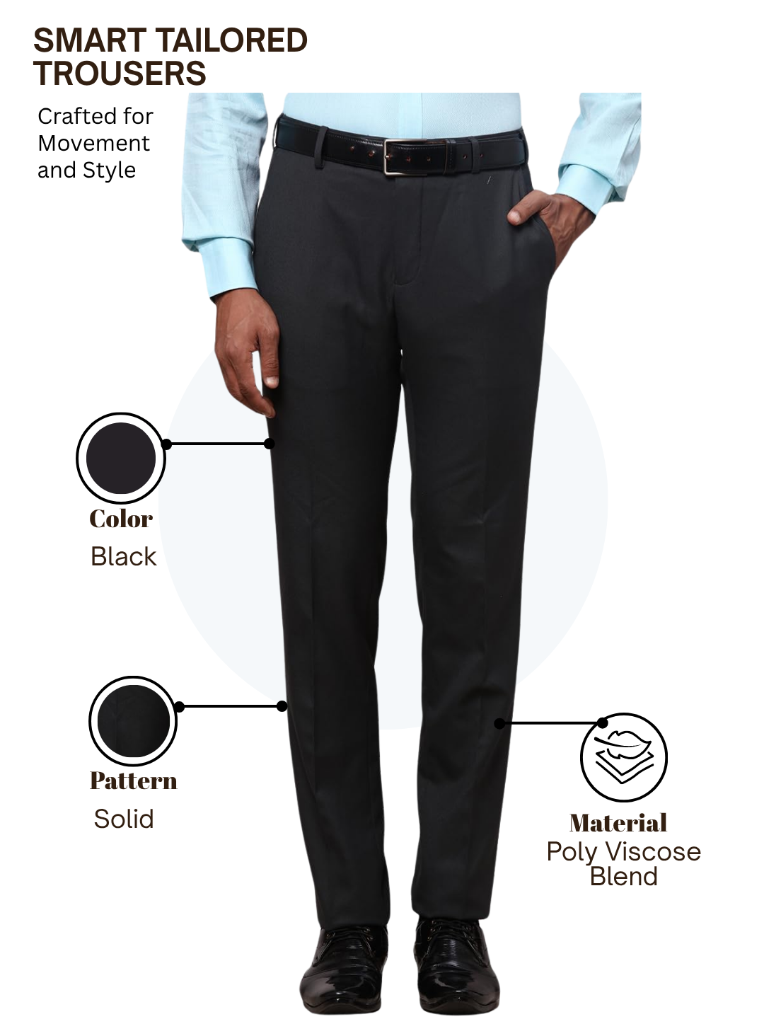 Raymond Men Black Slim Fit Solid Trouser